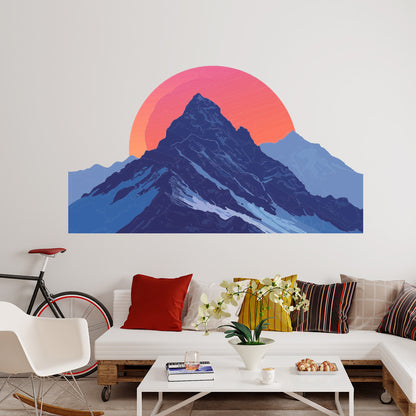 Living Room Wall Sticker - Mountain Sunrise Decal Wall Art