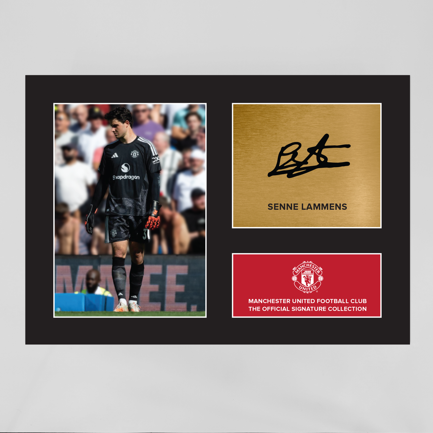 Manchester United Signature Collection Mounted Print – Senne Lammens Replica Signed Photo