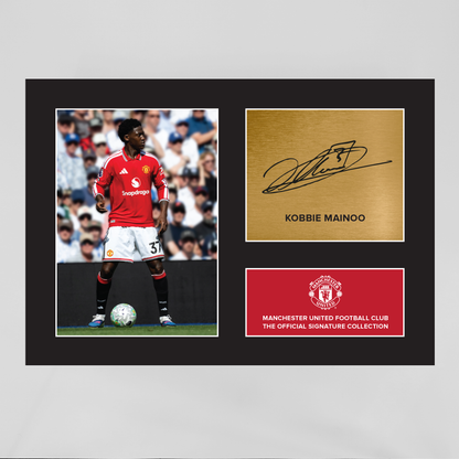 Manchester United Signature Collection Mounted Print – Kobbie Mainoo Replica Signed Photo