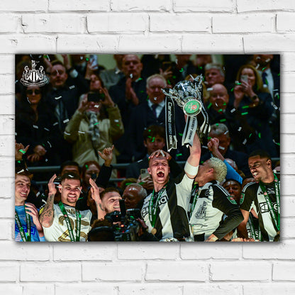 Newcastle United Cup Winners Print - Dan Burn Trophy Lift Landscape Poster