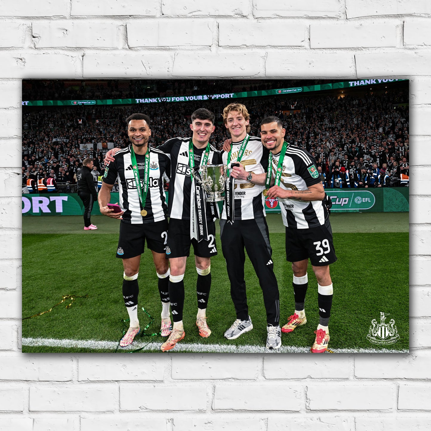 Newcastle United Cup Winners Print - Group with Trophy Poster