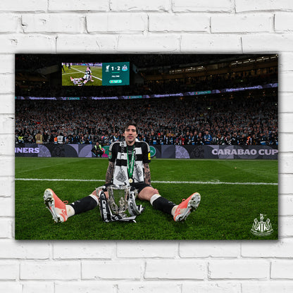 Newcastle United Cup Winners Print - Tonali with Trophy Poster