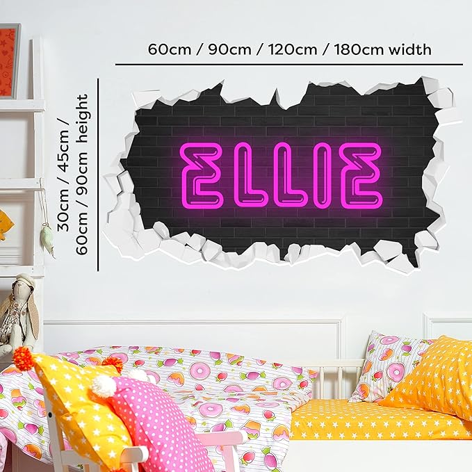 Personalised Neon Name Broken Wall Sticker