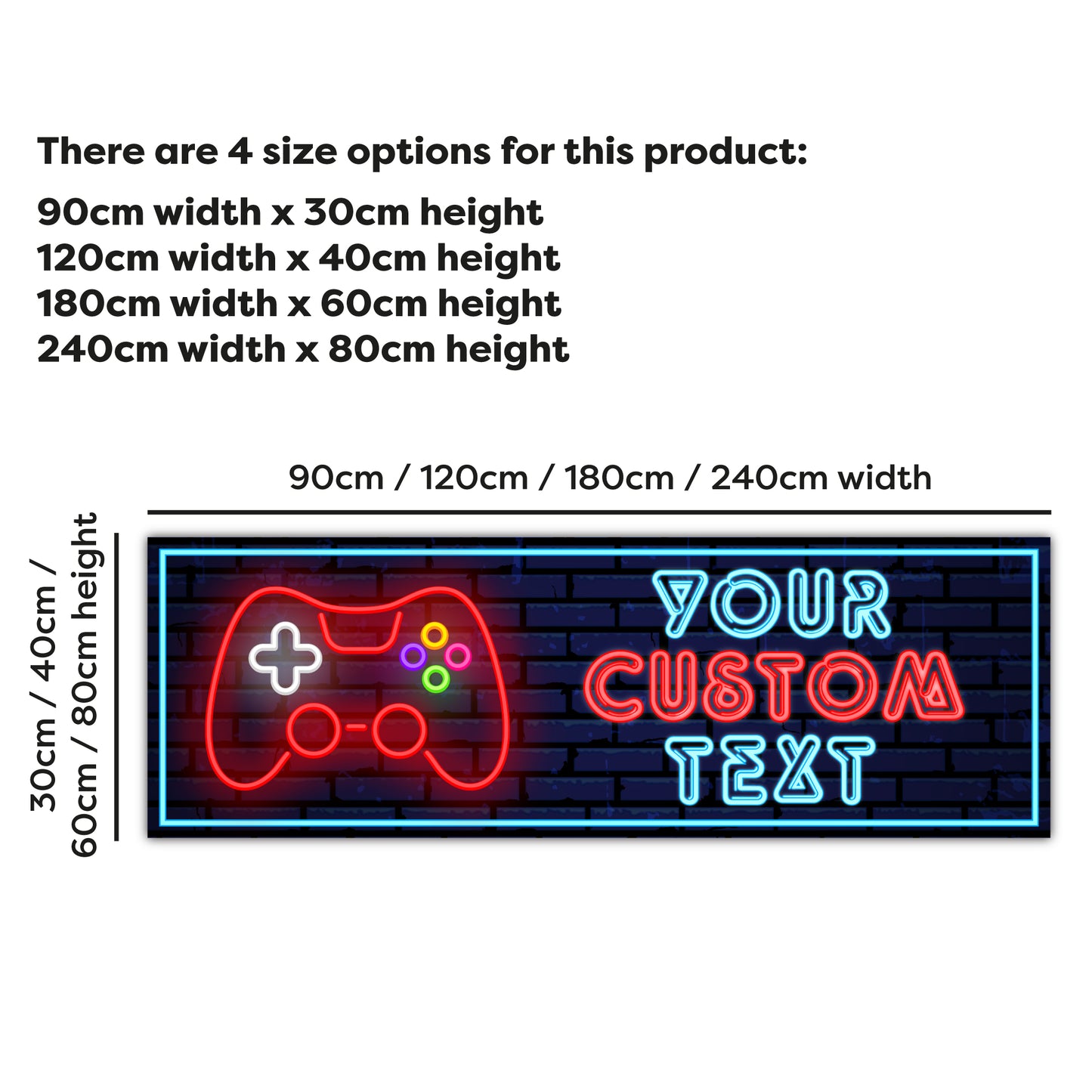 Gaming Birthday – Neon Gamer Controller Personalised Banner Wall Sticker