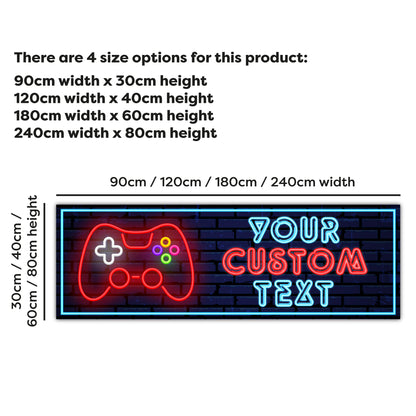 Gaming Birthday – Neon Gamer Controller Personalised Banner Wall Sticker