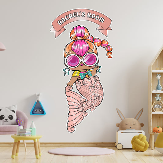 L.O.L Surprise! Wall Sticker - Mermaids Neon QT Personalised Name Wall Art