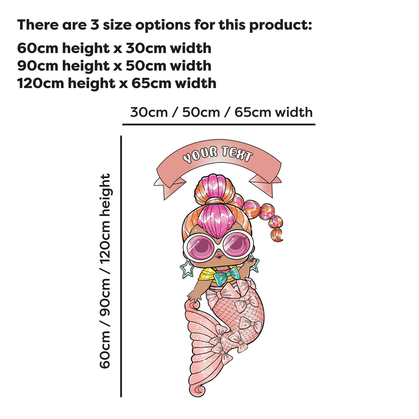 L.O.L Surprise! Wall Sticker - Mermaids Neon QT Personalised Name Wall Art