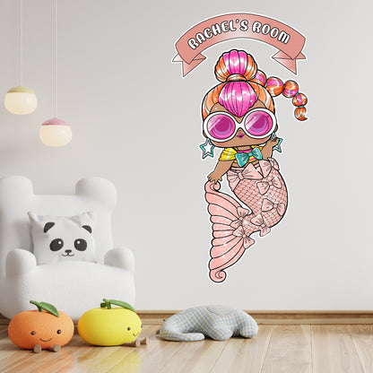 L.O.L Surprise! Wall Sticker - Mermaids Neon QT Personalised Name Wall Art