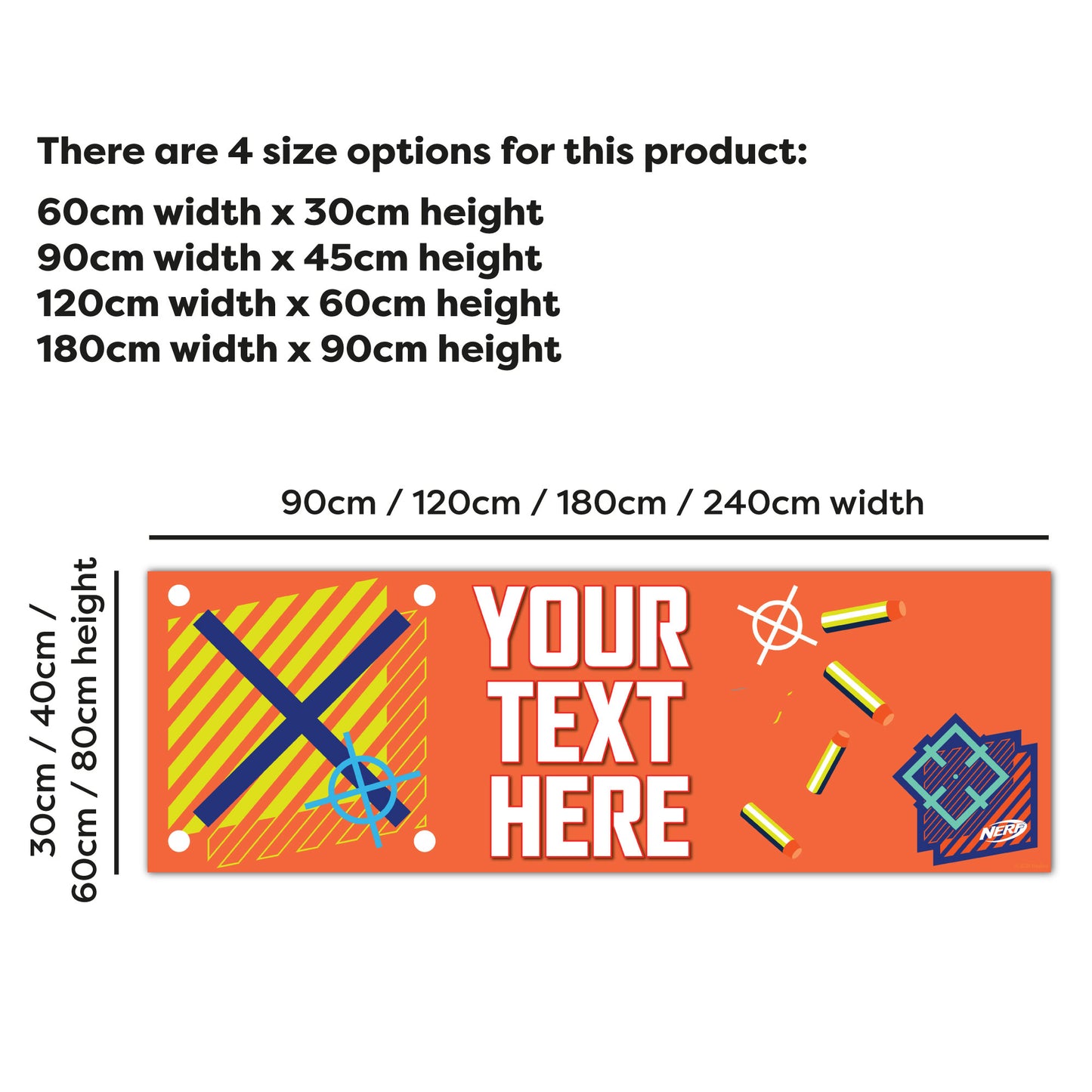 Nerf Birthday - Orange Background Personalised Banner Wall Sticker