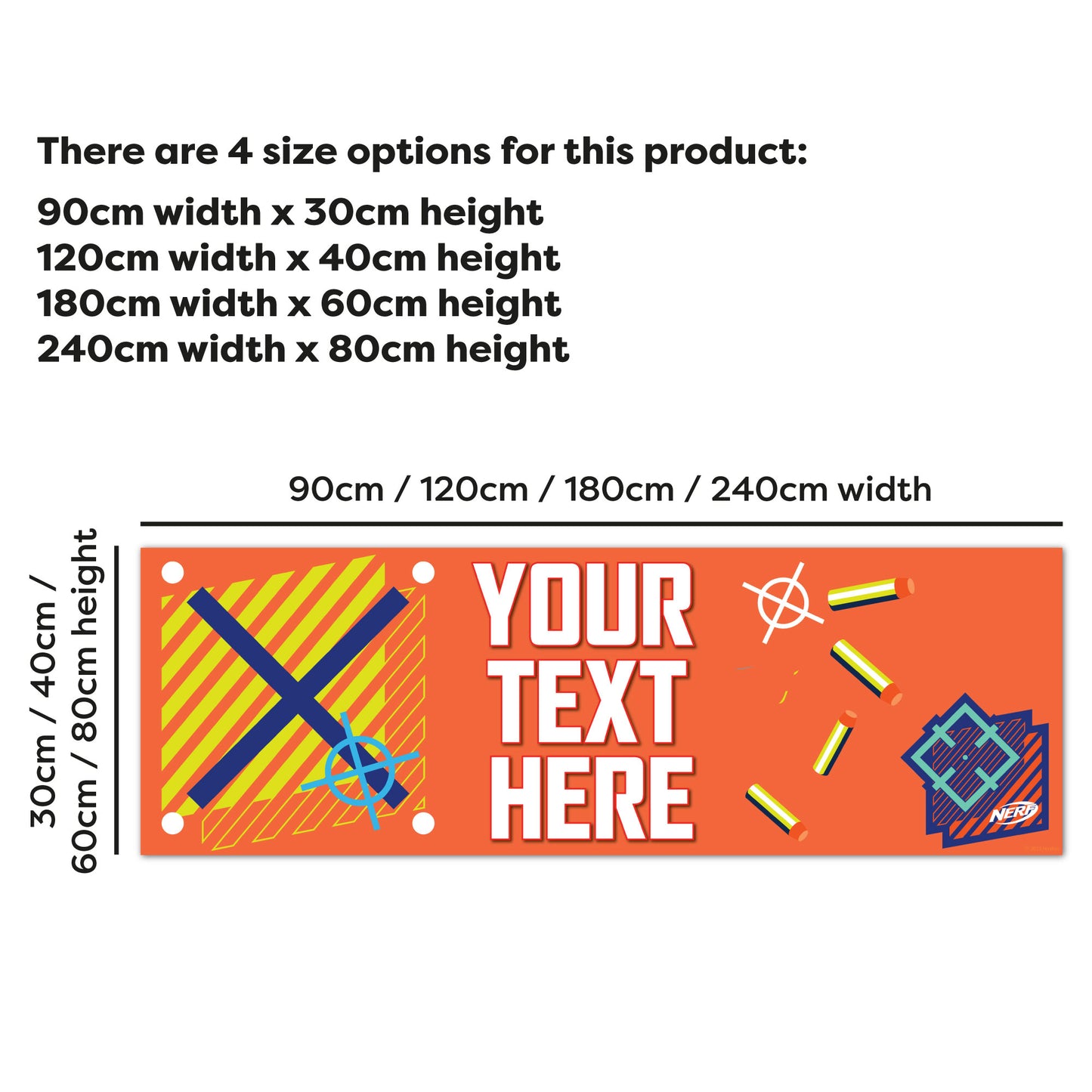 Nerf Birthday - Orange Background Personalised Banner Wall Sticker