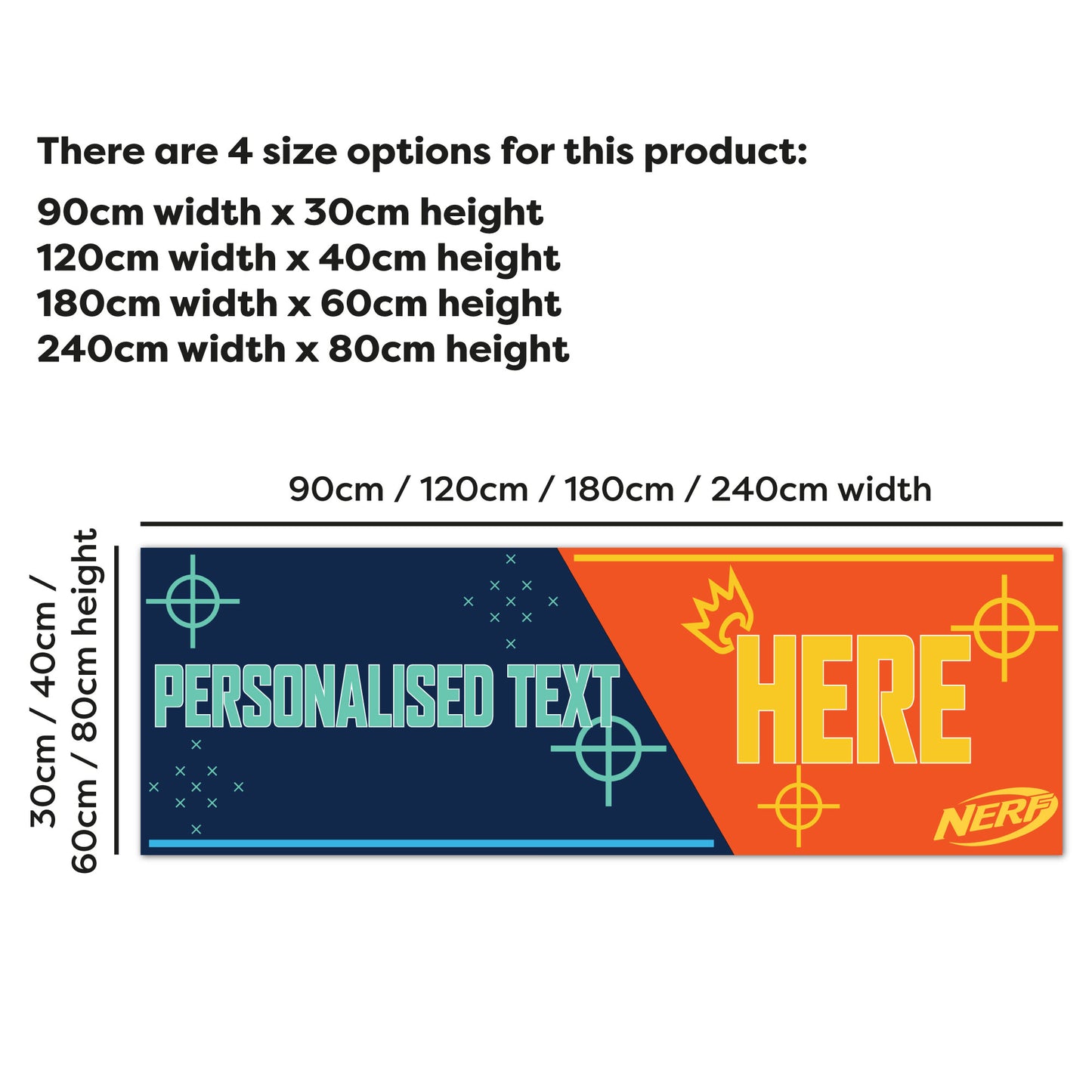 Nerf Birthday - Split Colour Background Personalised Banner Wall Sticker