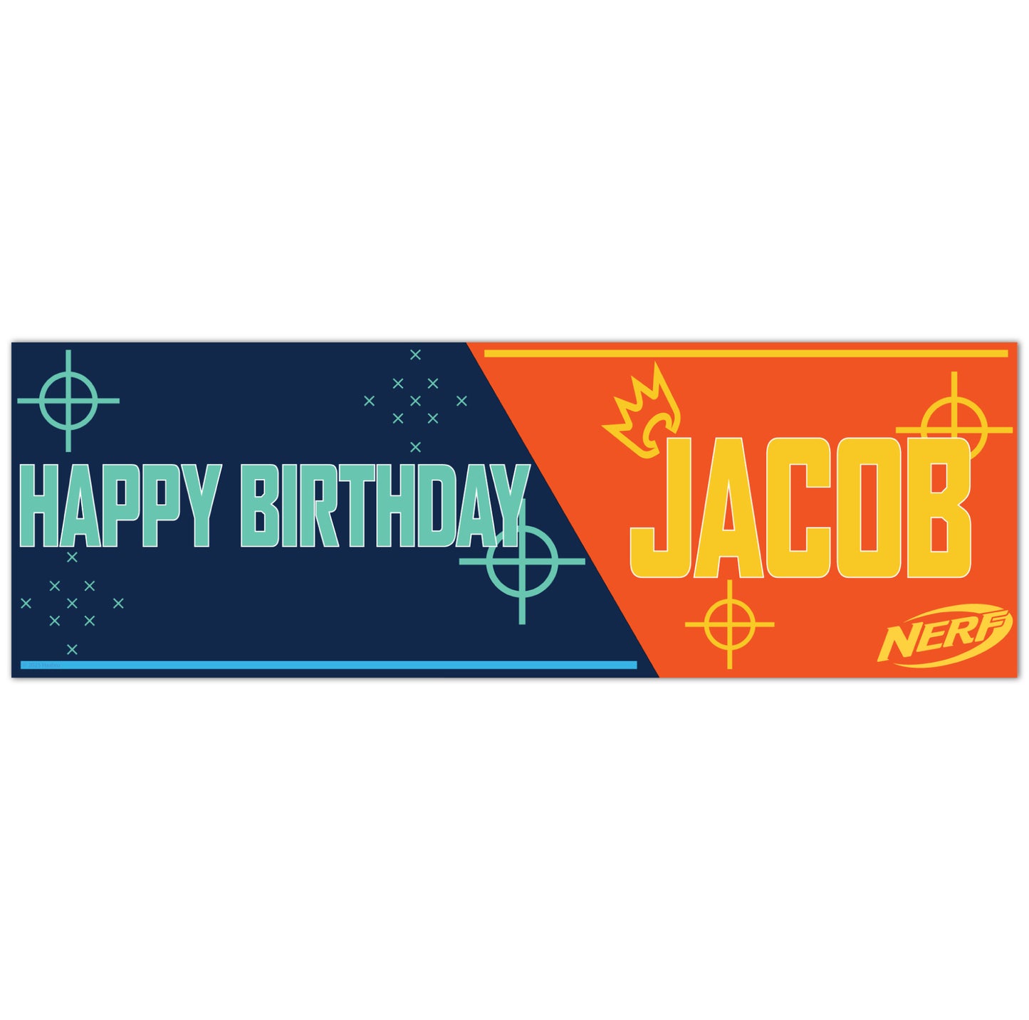 Nerf Birthday - Split Colour Background Personalised Banner Wall Sticker
