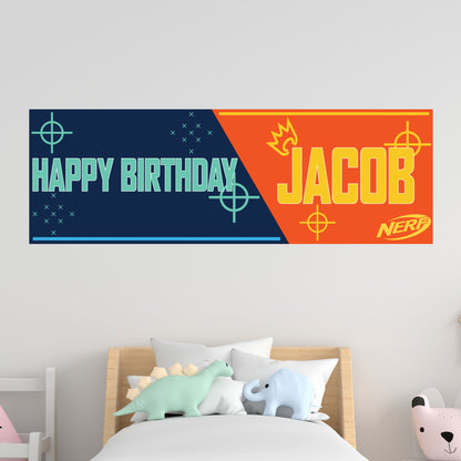 Nerf Birthday - Split Colour Background Personalised Banner Wall Sticker