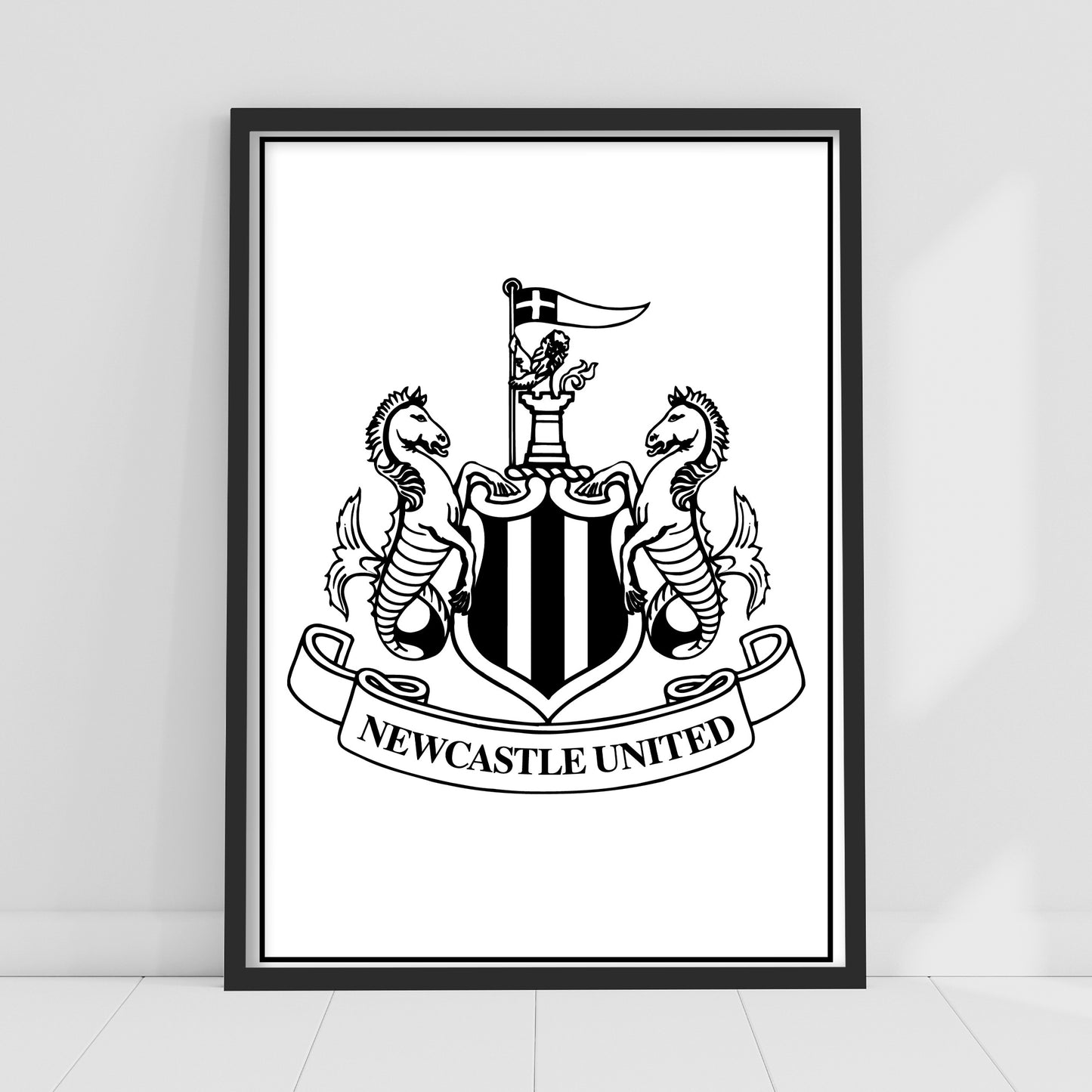 Newcastle United FC Print - Black Crest Poster Football Wall Art