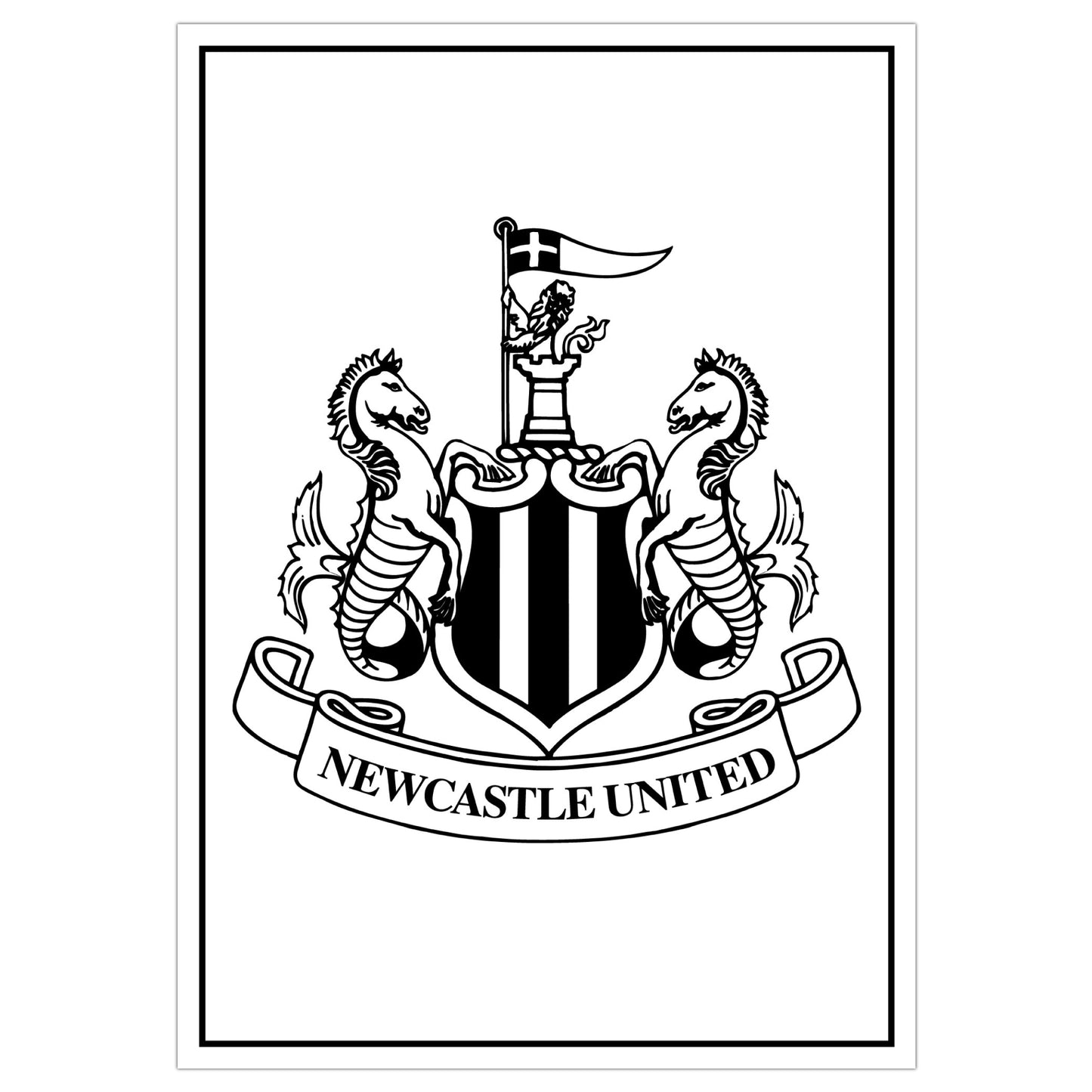 Newcastle United FC Print - Black Crest Poster Football Wall Art