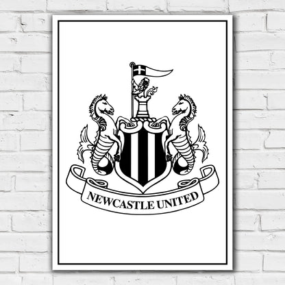 Newcastle United FC Print - Black Crest Poster Football Wall Art