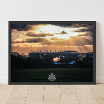 Newcastle United FC Print - Sunshine Over Stadium Poster Football Wall Art