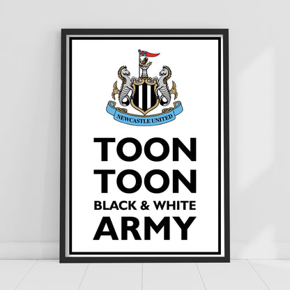 Newcastle United FC Print - Toon Toon Black and White Army Poster Football Wall Art