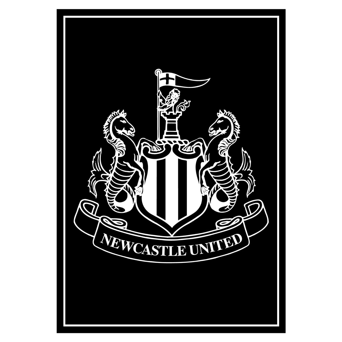 Newcastle United FC Print - White Crest Poster Football Wall Art