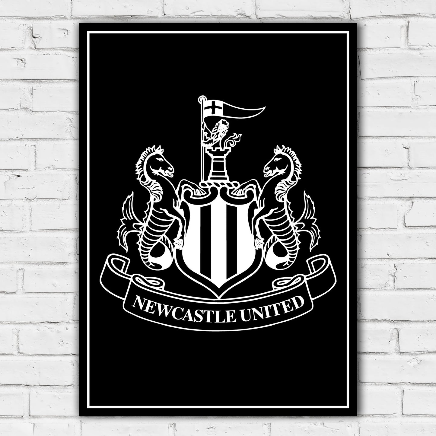 Newcastle United FC Print - White Crest Poster Football Wall Art