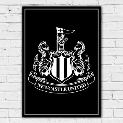 Newcastle United FC Print - White Crest Poster Football Wall Art