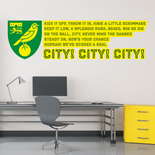 Norwich City FC - Crest & 'On The Ball' Song Wall Sticker