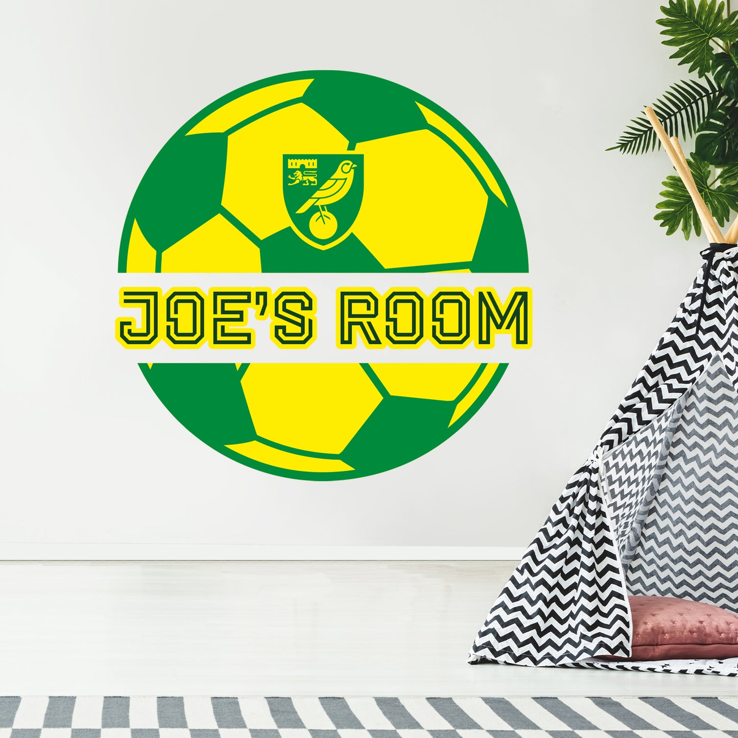 Norwich City FC - Personalised Name & Ball Design Wall Sticker
