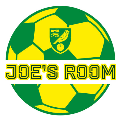 Norwich City FC - Personalised Name & Ball Design Wall Sticker