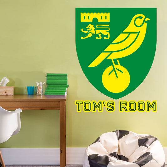 Norwich City FC - Personalised Name & Crest Wall Sticker
