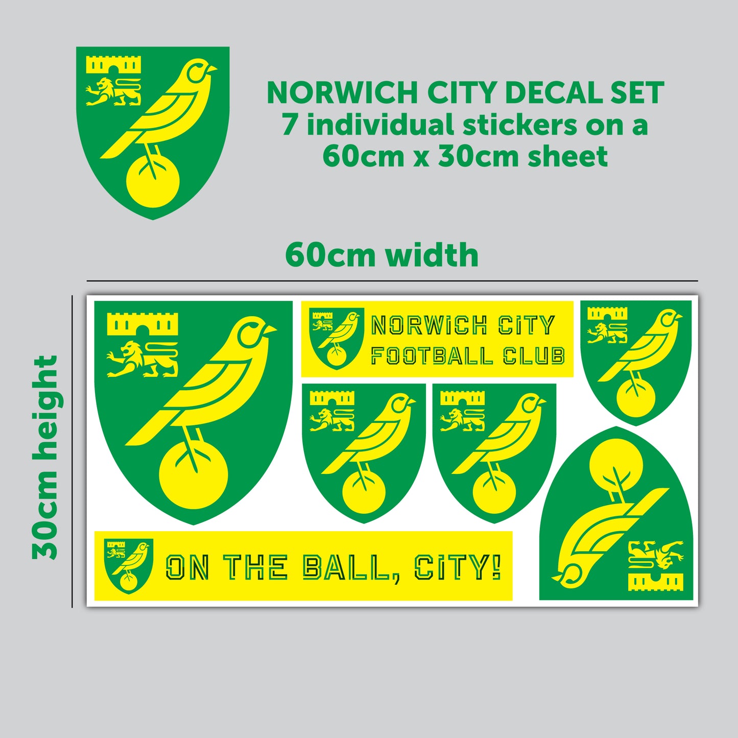 Norwich Football Club - Decal Sticker Set