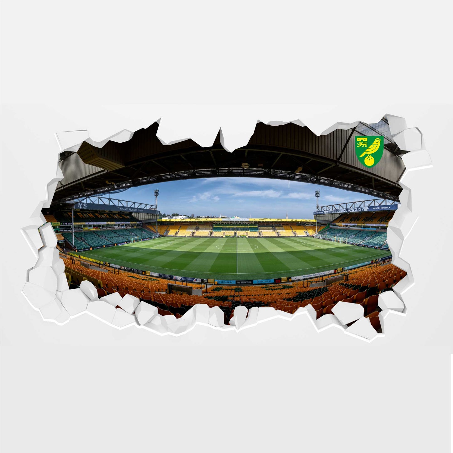 Norwich City FC - Smashed Carrow Road Stadium Wall Sticker