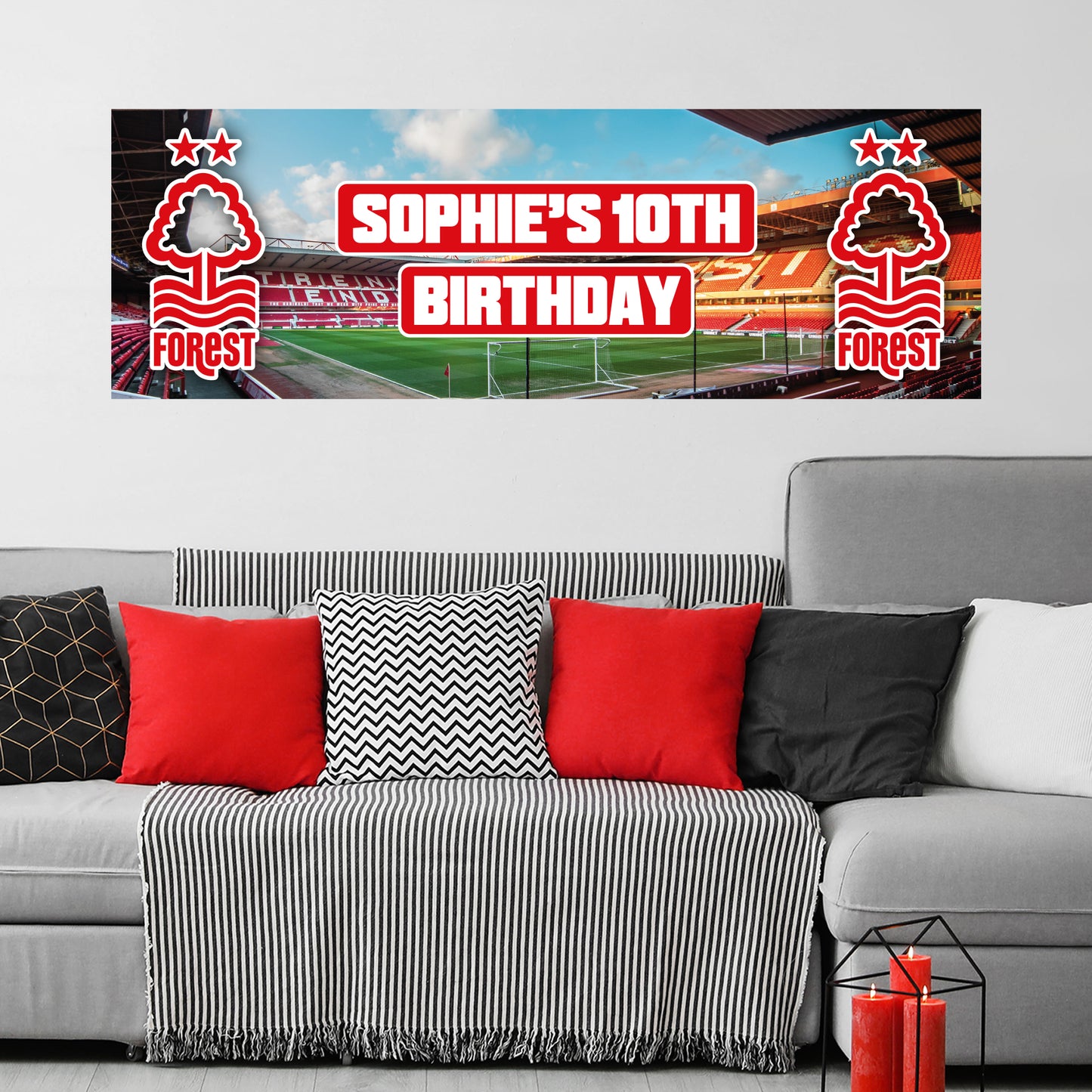Nottingham Forest Birthday - Personalised Football Banner Wall Sticker