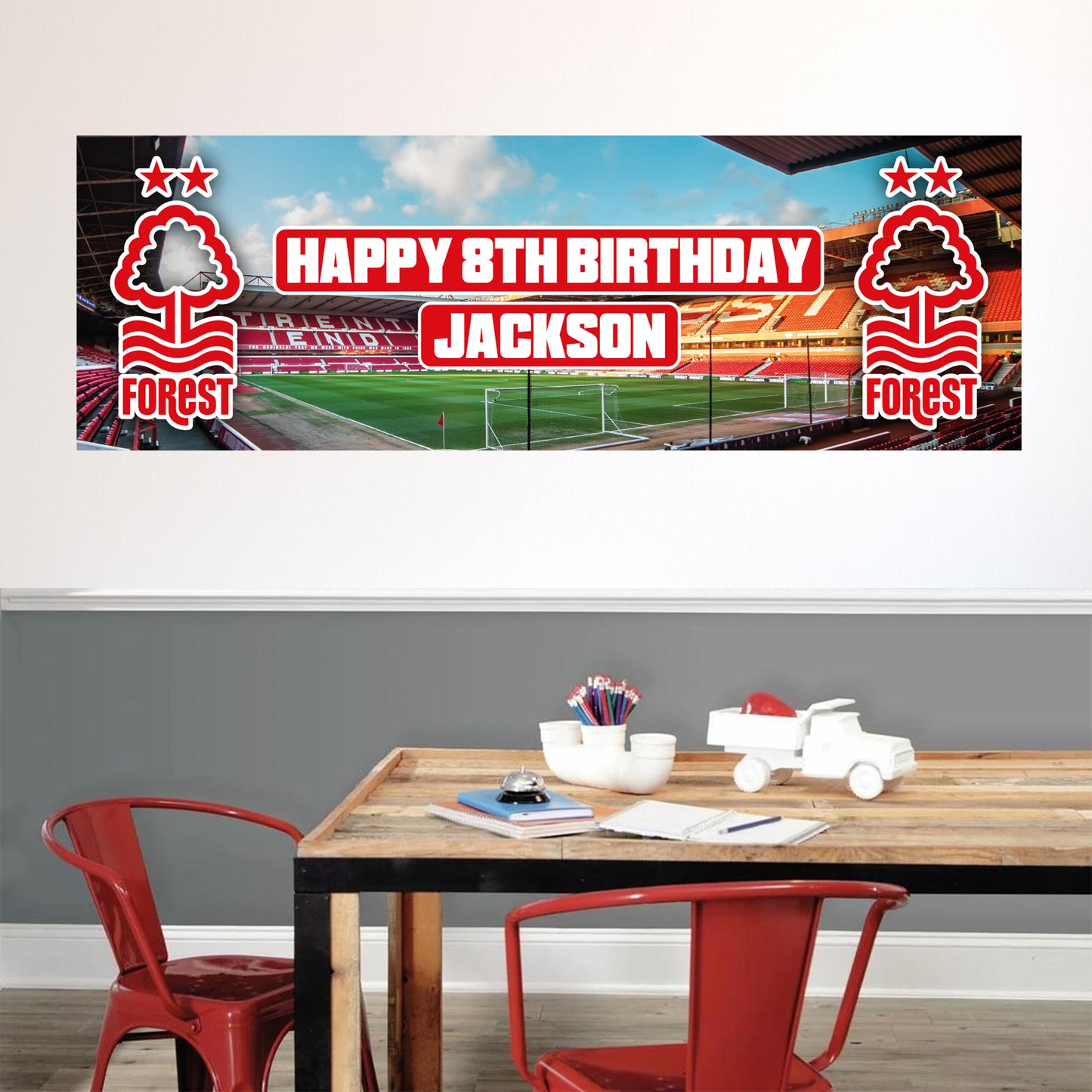 Nottingham Forest Birthday - Personalised Football Banner Wall Sticker