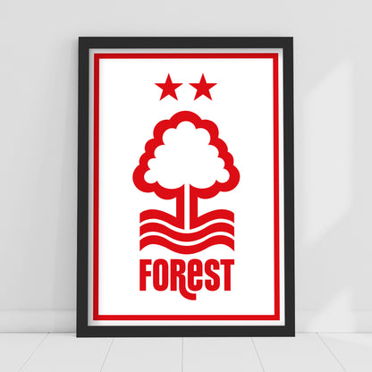 Nottingham Forest FC Print - Red Crest White Background Poster