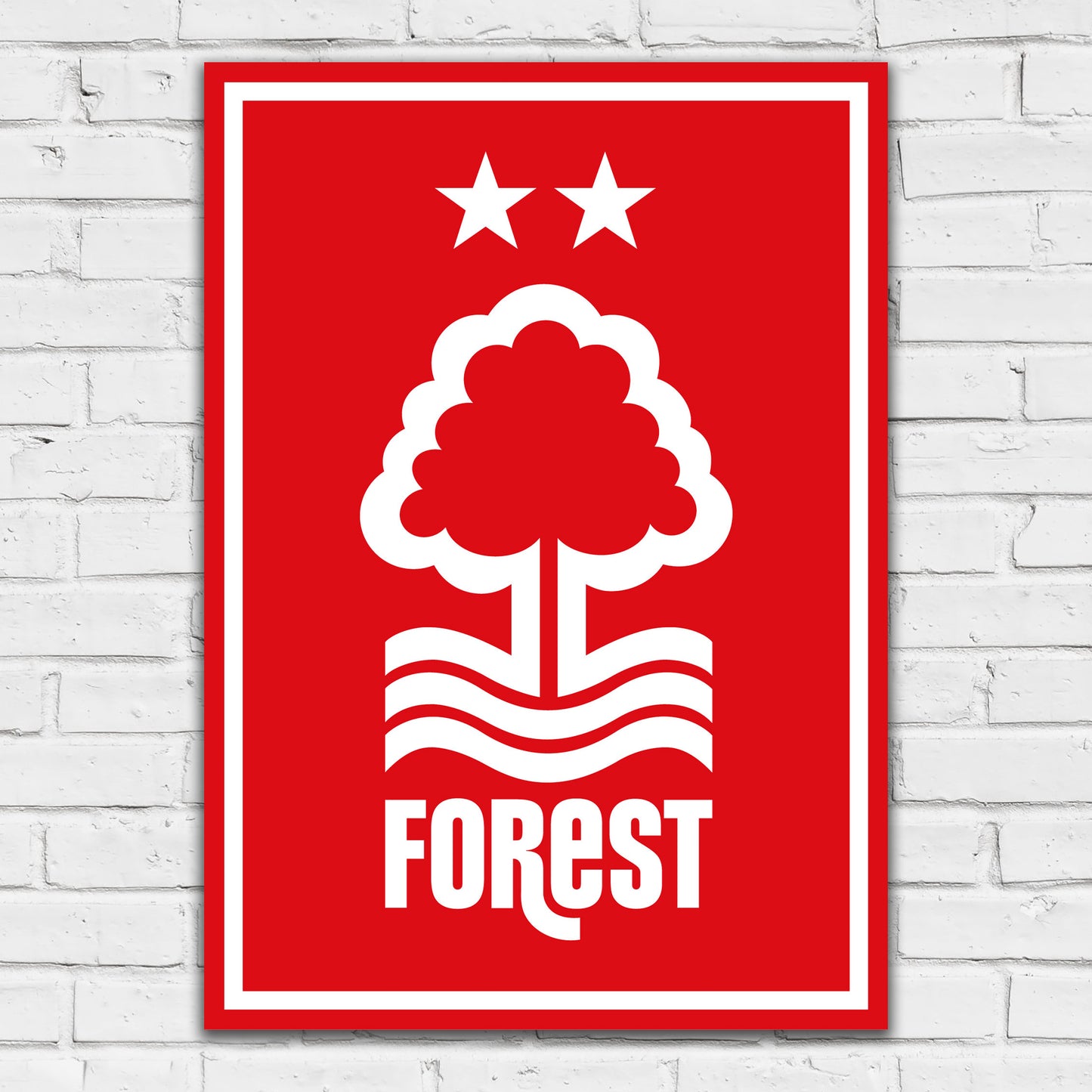 Nottingham Forest FC Print - White Crest Red Background Poster