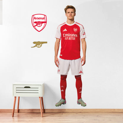 Arsenal FC - Martin Odegaard 25/26 Player Wall Sticker + Gunners Decal Set