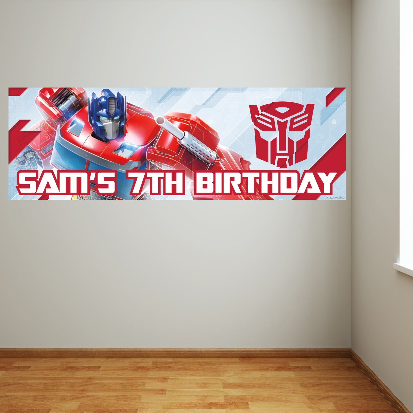 Transformers Birthday - Optimus Prime Personalised Banner Wall Sticker