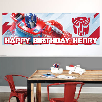 Transformers Birthday - Optimus Prime Personalised Banner Wall Sticker