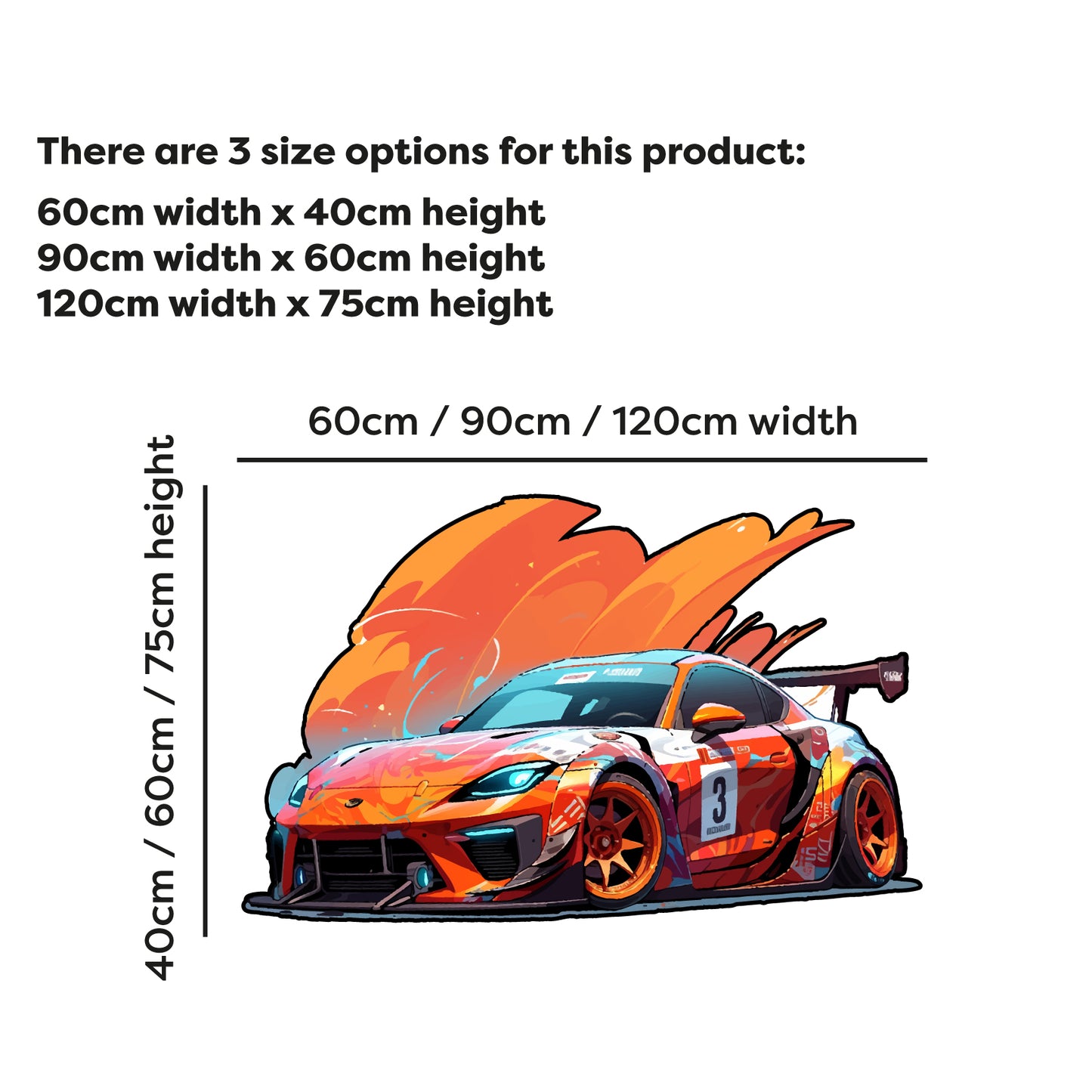 Car Wall Sticker - Orange Flare Sport Car Decal Wall Art