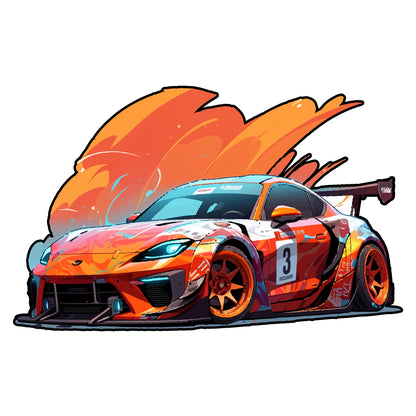 Car Wall Sticker - Orange Flare Sport Car Decal Wall Art