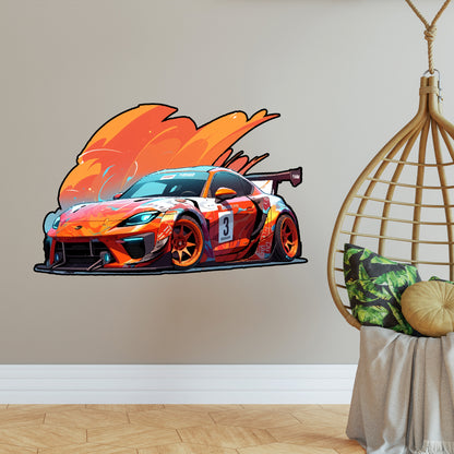 Car Wall Sticker - Orange Flare Sport Car Decal Wall Art
