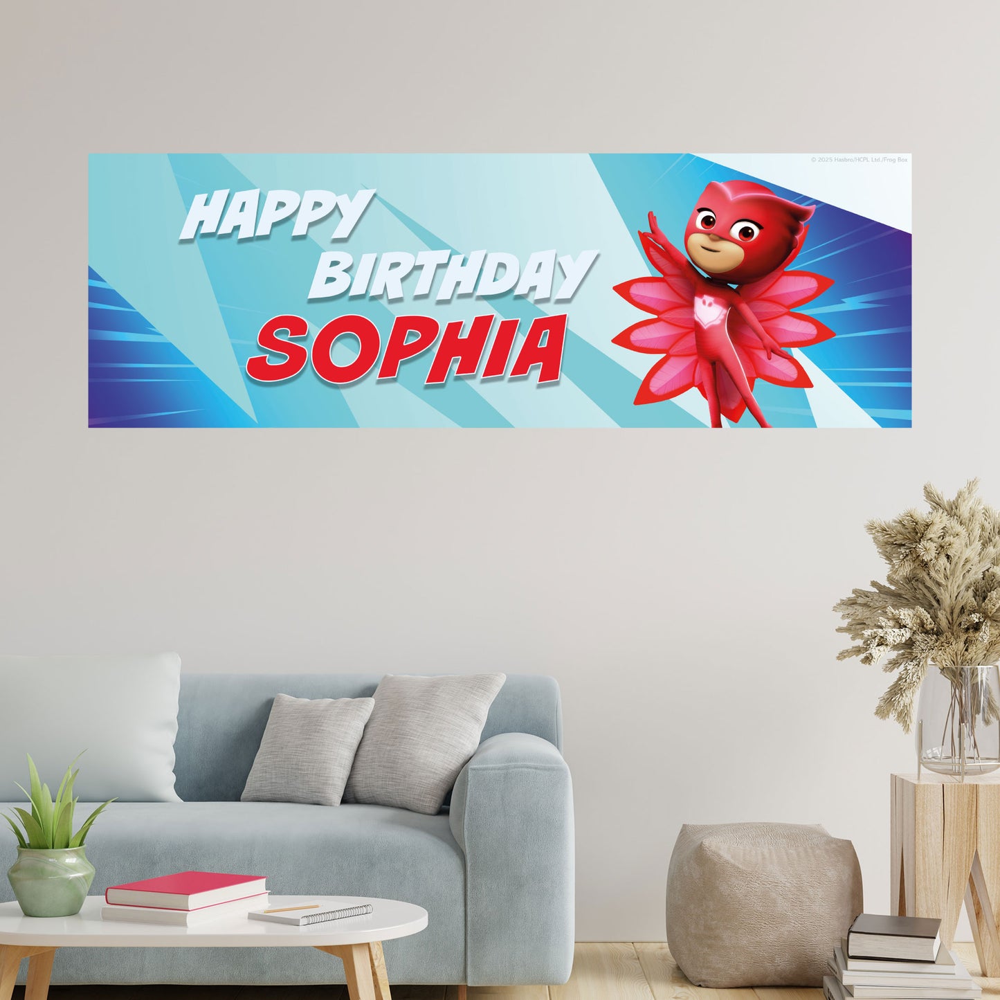 PJ Masks Birthday - Owlette Personalised Banner Wall Sticker