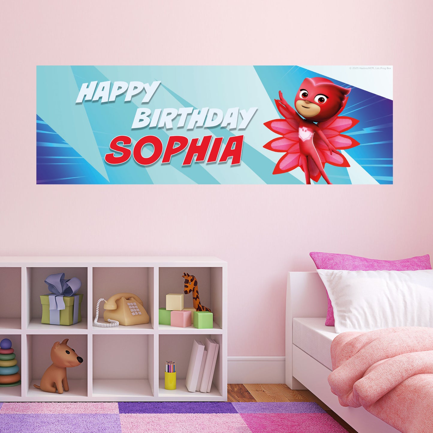 PJ Masks Birthday - Owlette Personalised Banner Wall Sticker