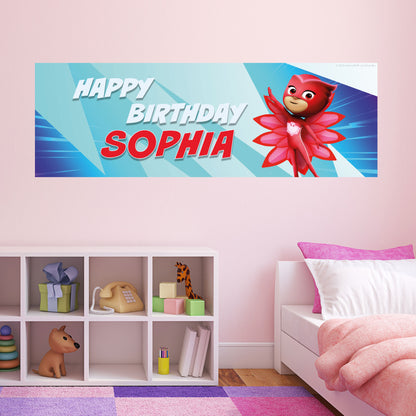 PJ Masks Birthday - Owlette Personalised Banner Wall Sticker