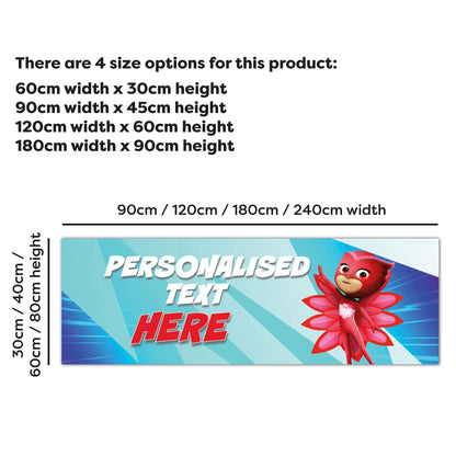 PJ Masks Birthday - Owlette Personalised Banner Wall Sticker