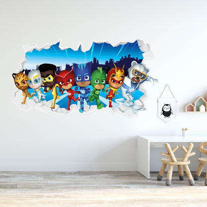 PJ Masks Power Heroes Wall Sticker - Group Broken Wall Art