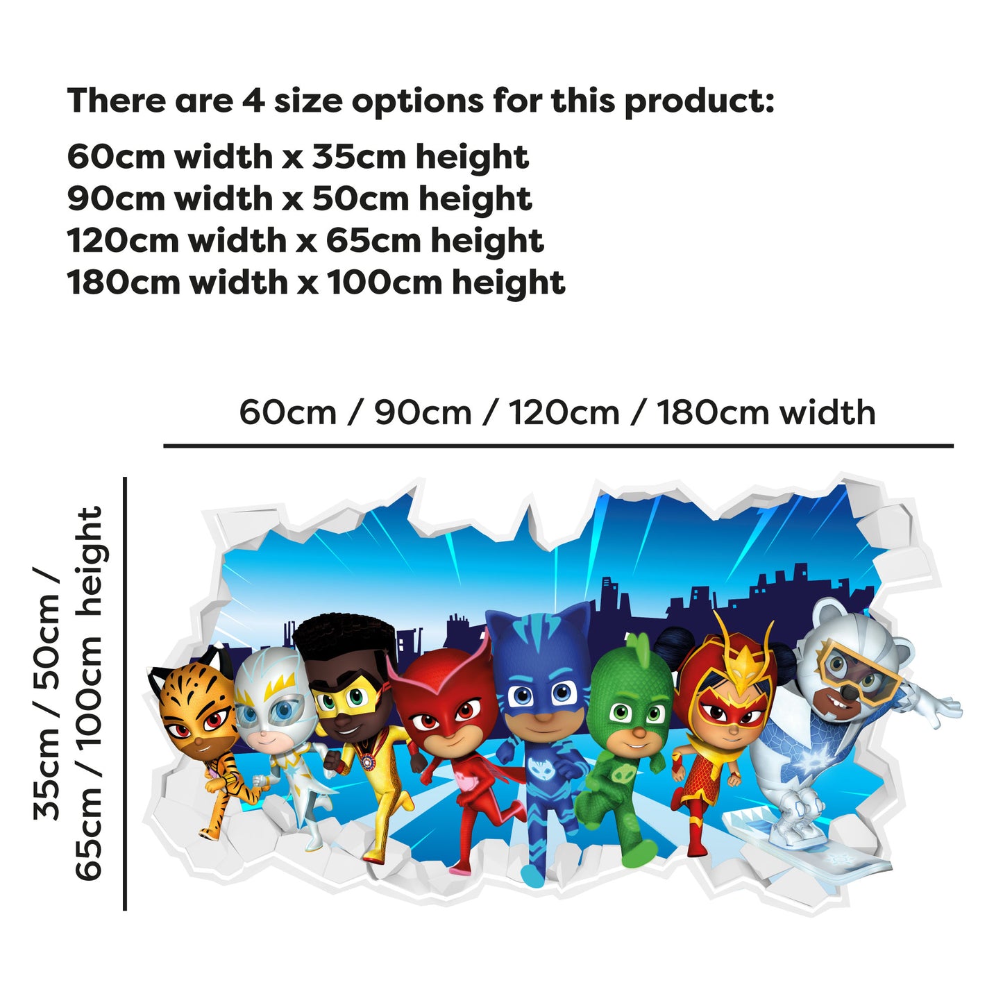 PJ Masks Power Heroes Wall Sticker - Group Broken Wall Art