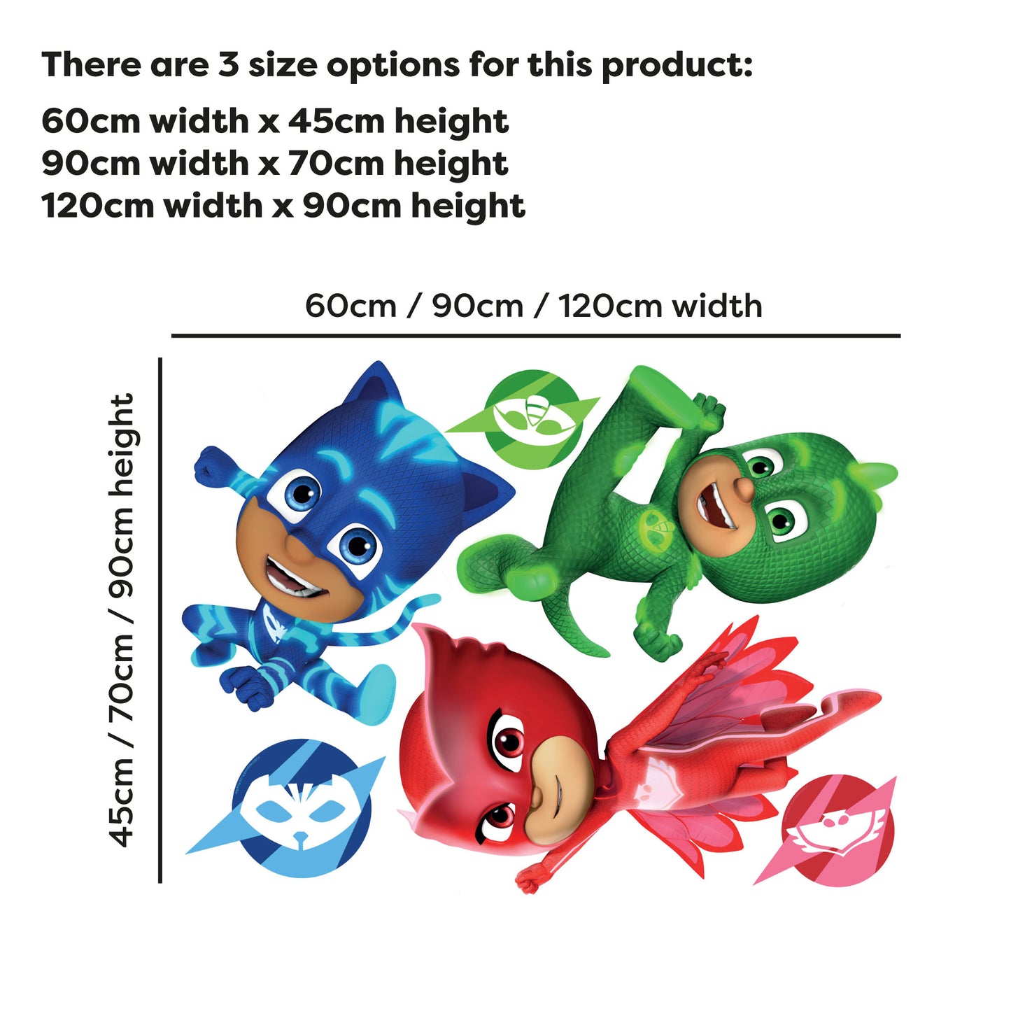 PJ Masks Power Heroes Wall Sticker - Core 3 Decal Set Wall Art