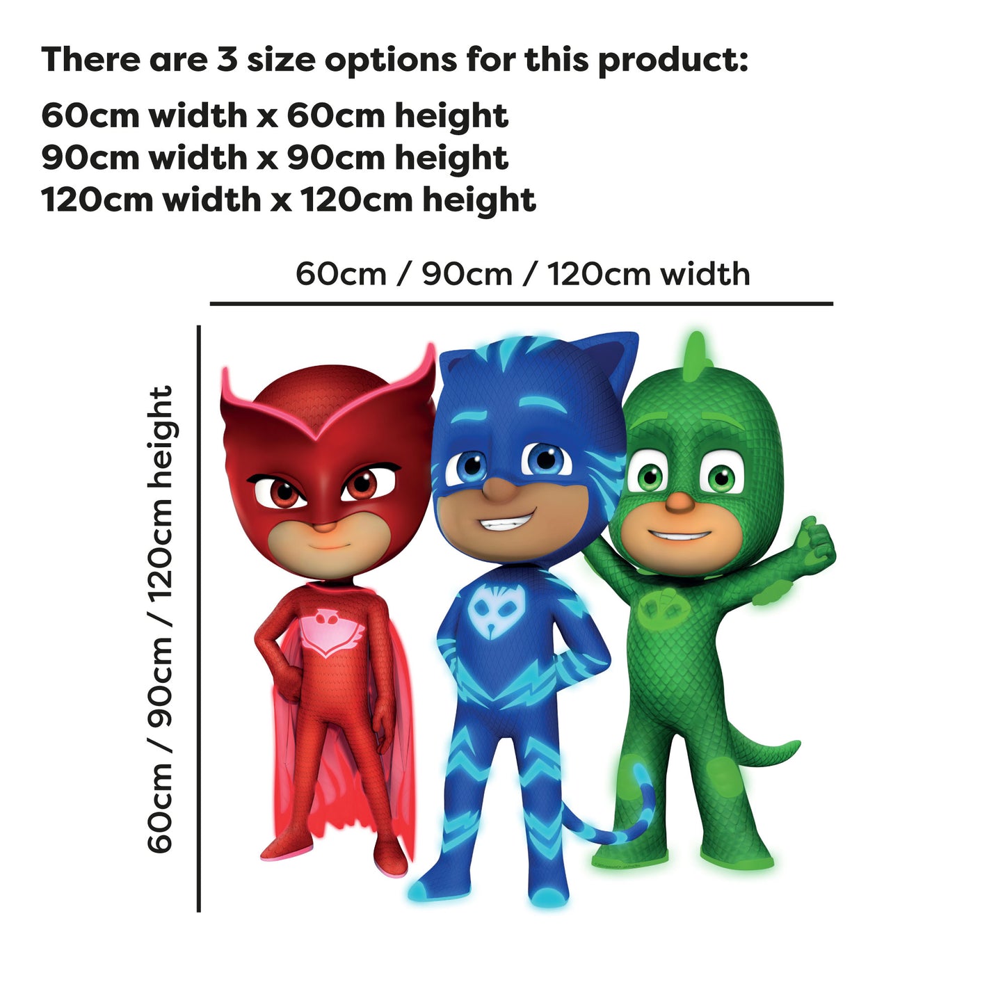 PJ Masks Power Heroes Wall Sticker - Core 3 Standing Wall Art