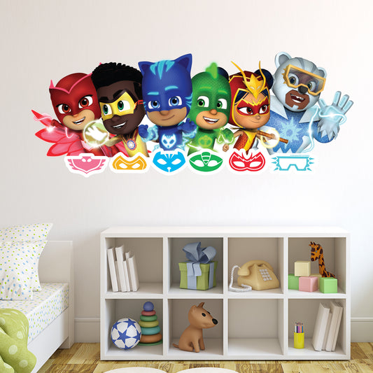PJ Masks Power Heroes Wall Sticker - Group With Emblems Wall Art